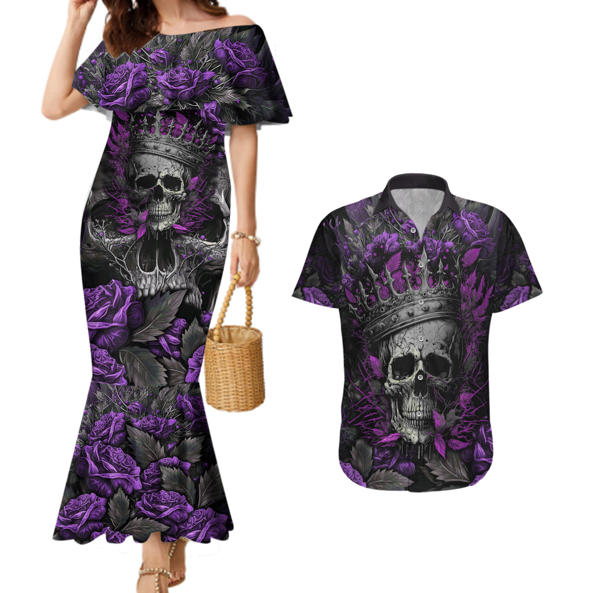 I am a Haunt Mess Couples Matching Mermaid Dress and Hawaiian Shirt - Wonder Print Shop