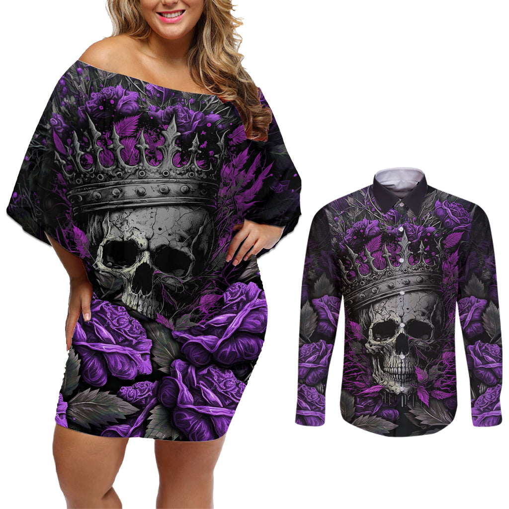 I am a Haunt Mess Couples Matching Off Shoulder Short Dress and Long Sleeve Button Shirts - Wonder Print Shop