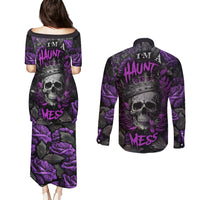 I am a Haunt Mess Couples Matching Puletasi Dress and Long Sleeve Button Shirts - Wonder Print Shop