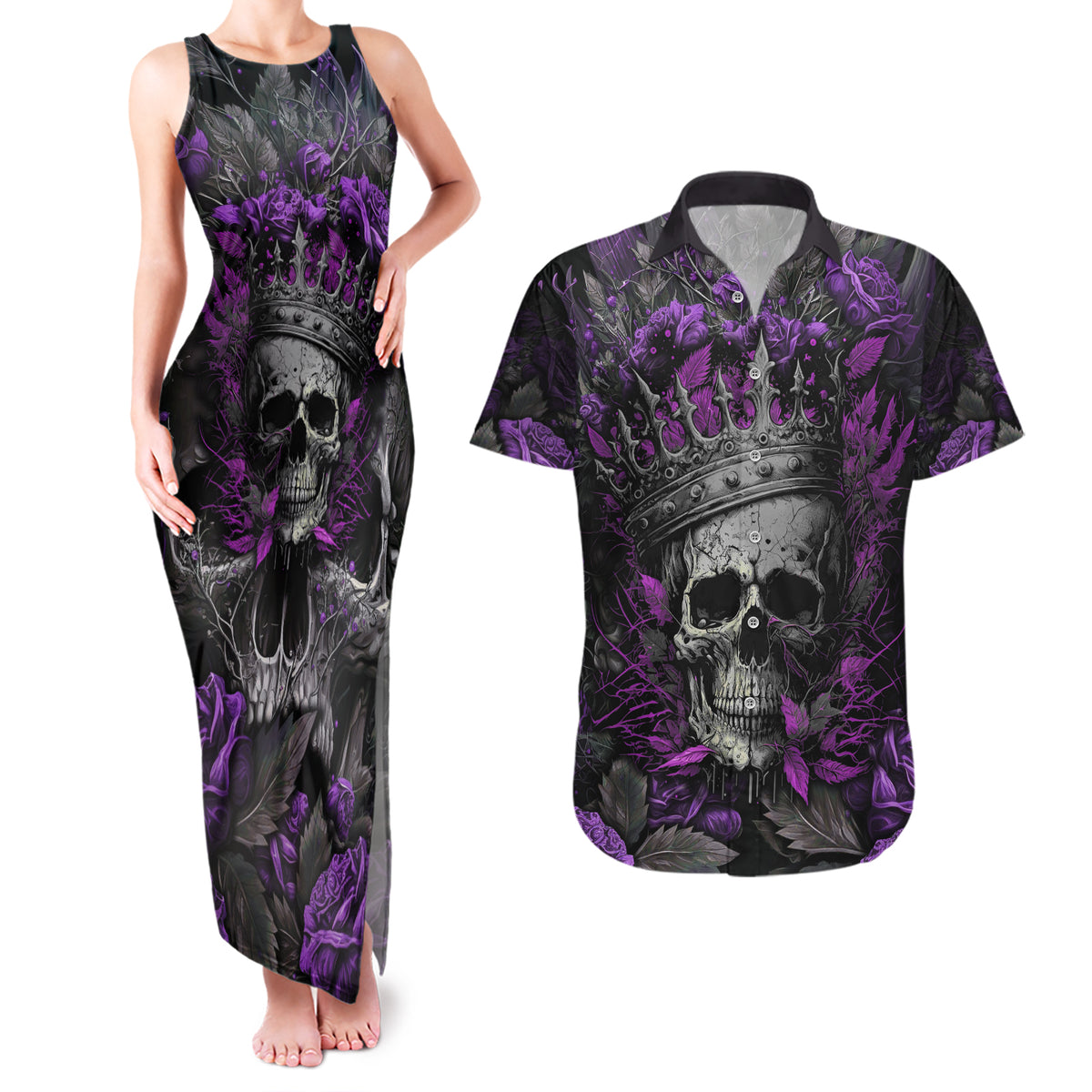 I am a Haunt Mess Couples Matching Tank Maxi Dress and Hawaiian Shirt - Wonder Print Shop