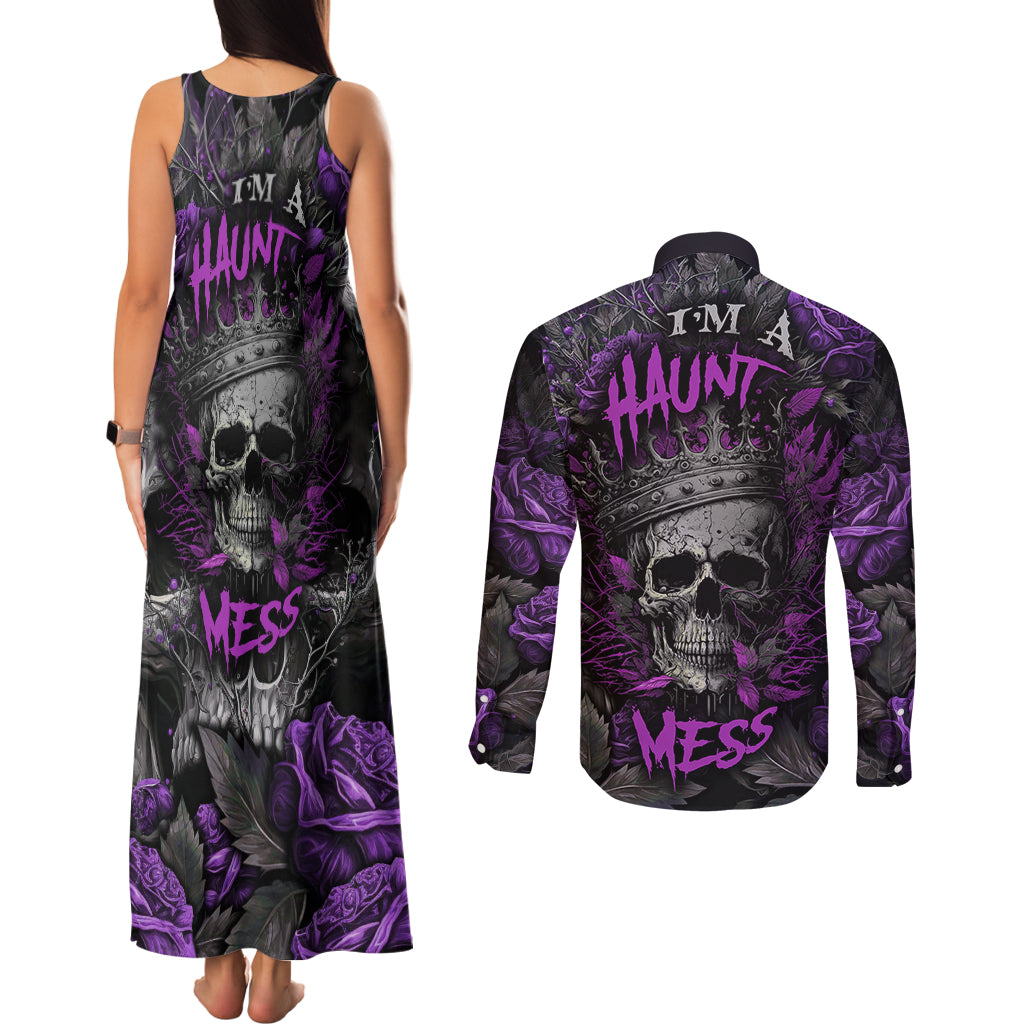 I am a Haunt Mess Couples Matching Tank Maxi Dress and Long Sleeve Button Shirts - Wonder Print Shop