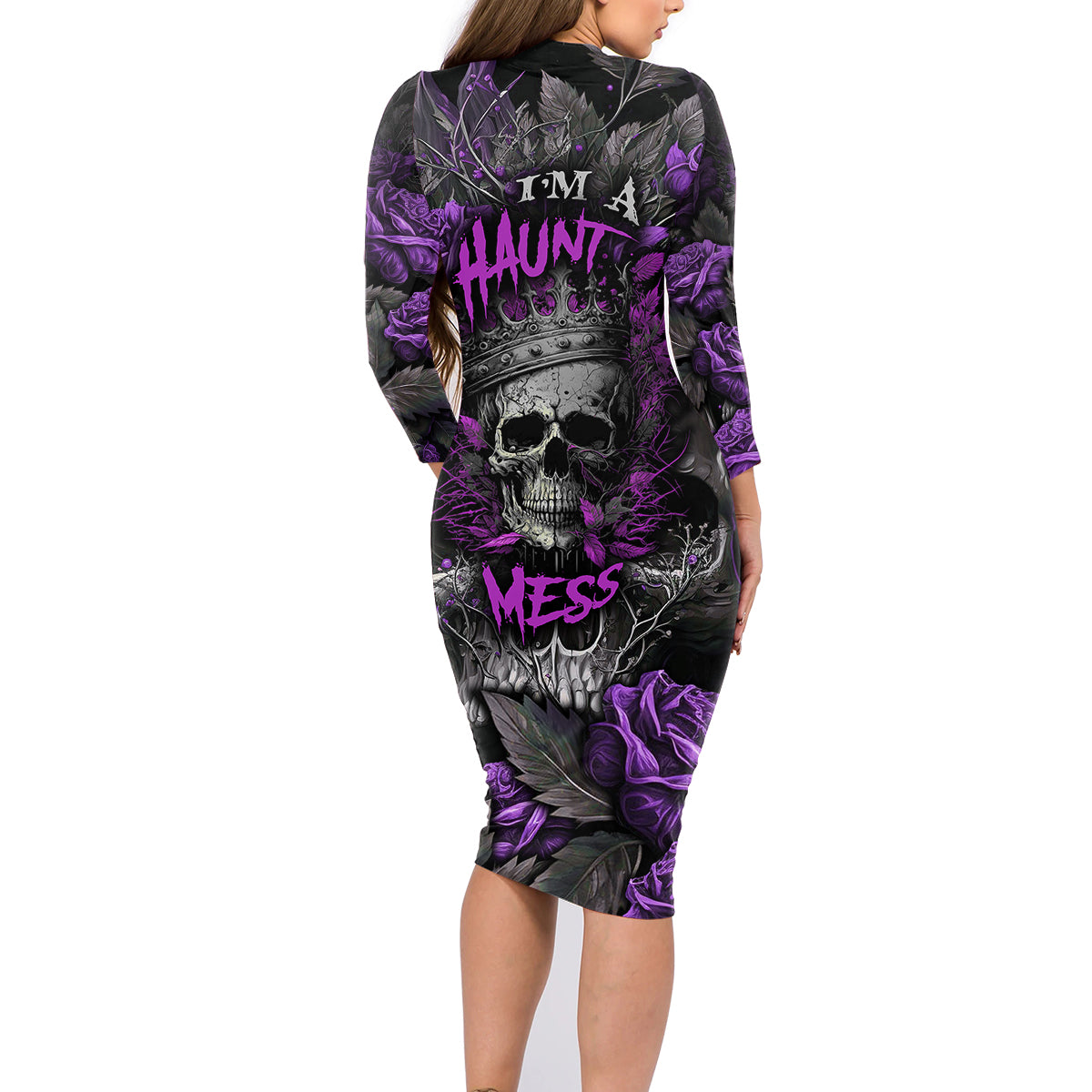 I am a Haunt Mess Family Matching Long Sleeve Bodycon Dress and Hawaiian Shirt - Wonder Print Shop