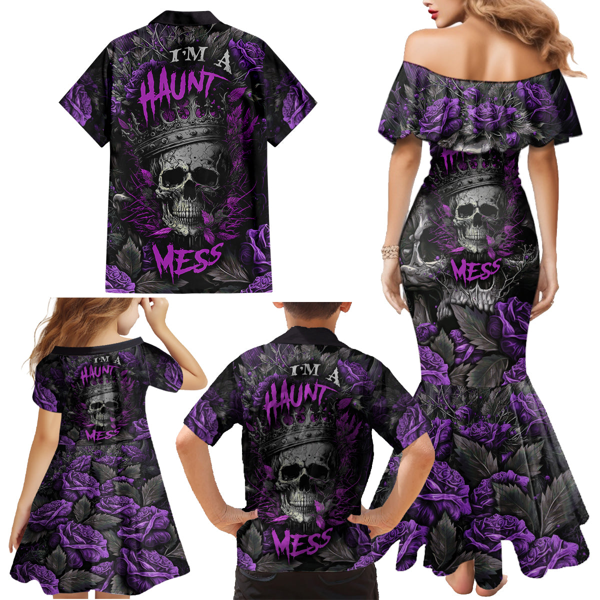 I am a Haunt Mess Family Matching Mermaid Dress and Hawaiian Shirt - Wonder Print Shop