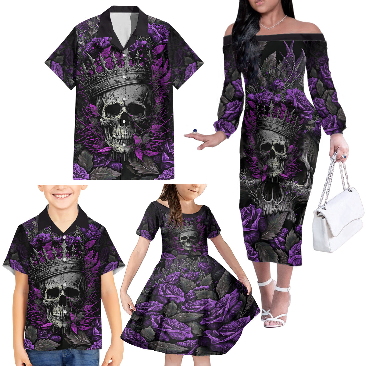 I am a Haunt Mess Family Matching Off Shoulder Long Sleeve Dress and Hawaiian Shirt - Wonder Print Shop