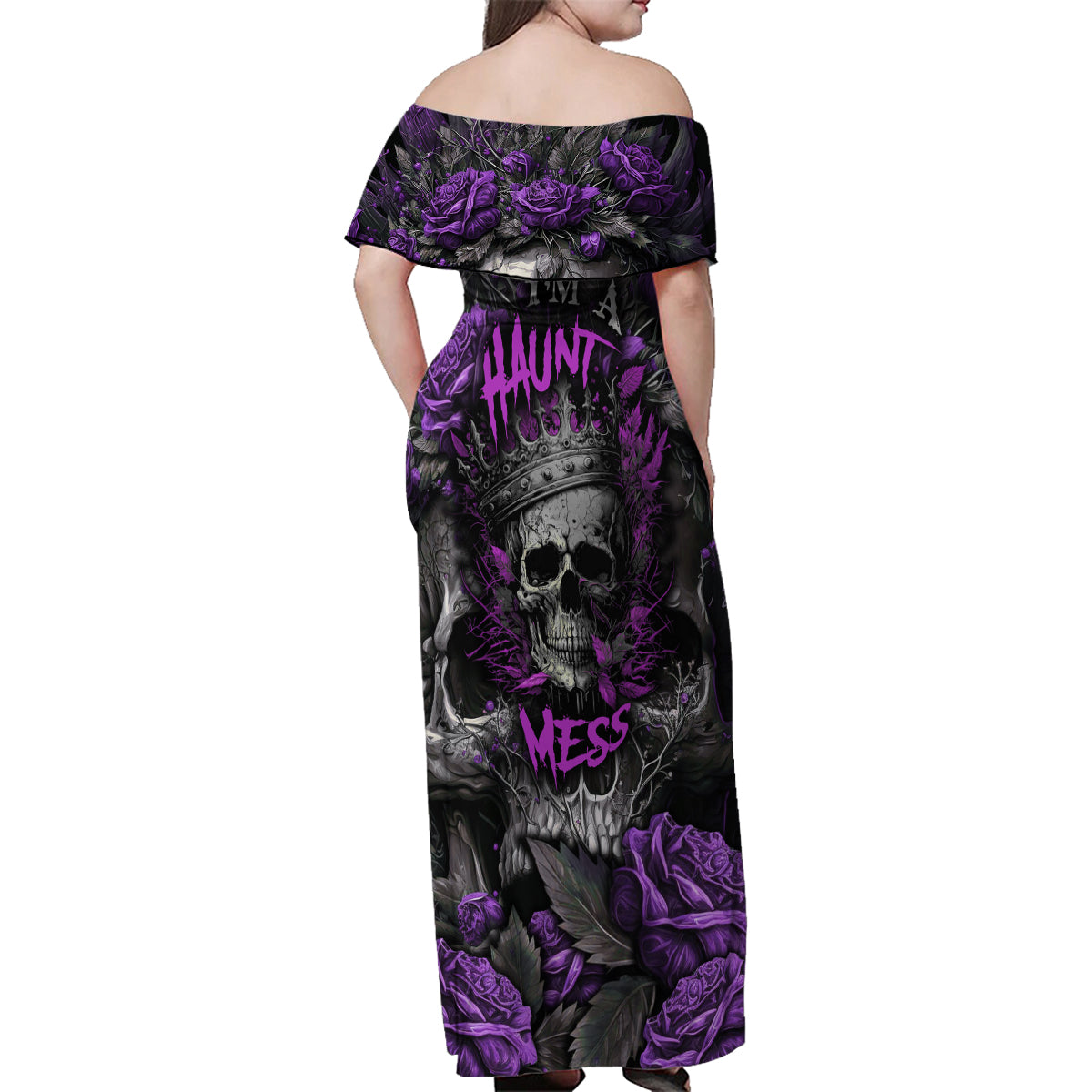 I am a Haunt Mess Family Matching Off Shoulder Maxi Dress and Hawaiian Shirt - Wonder Print Shop