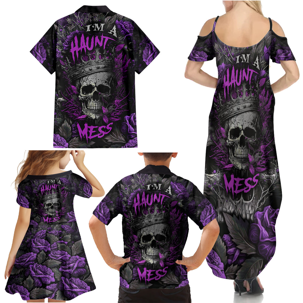 I am a Haunt Mess Family Matching Summer Maxi Dress and Hawaiian Shirt - Wonder Print Shop