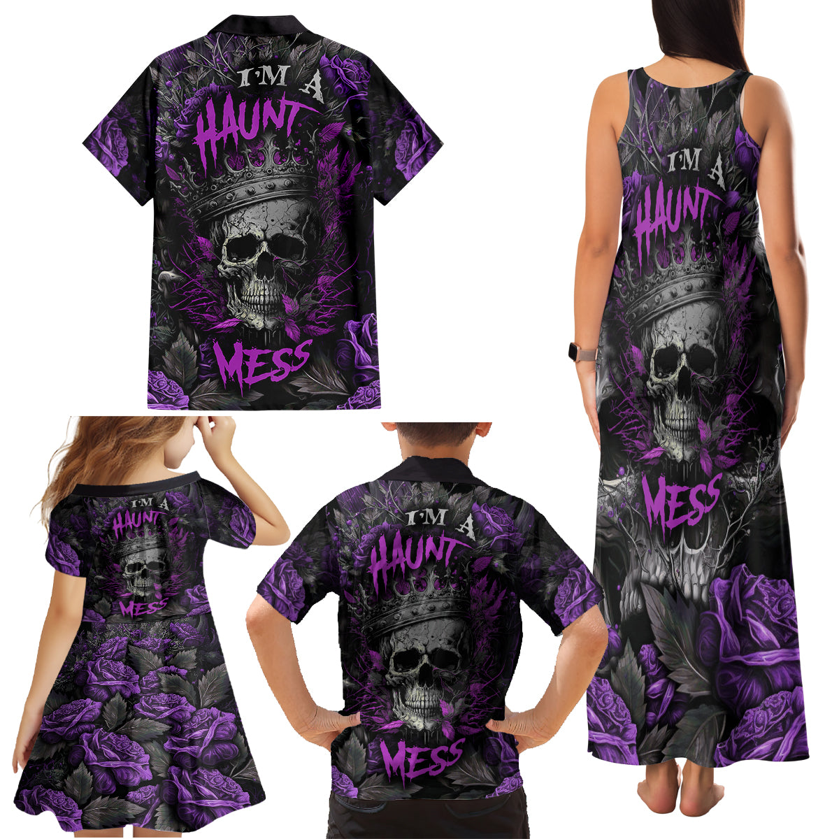 I am a Haunt Mess Family Matching Tank Maxi Dress and Hawaiian Shirt - Wonder Print Shop