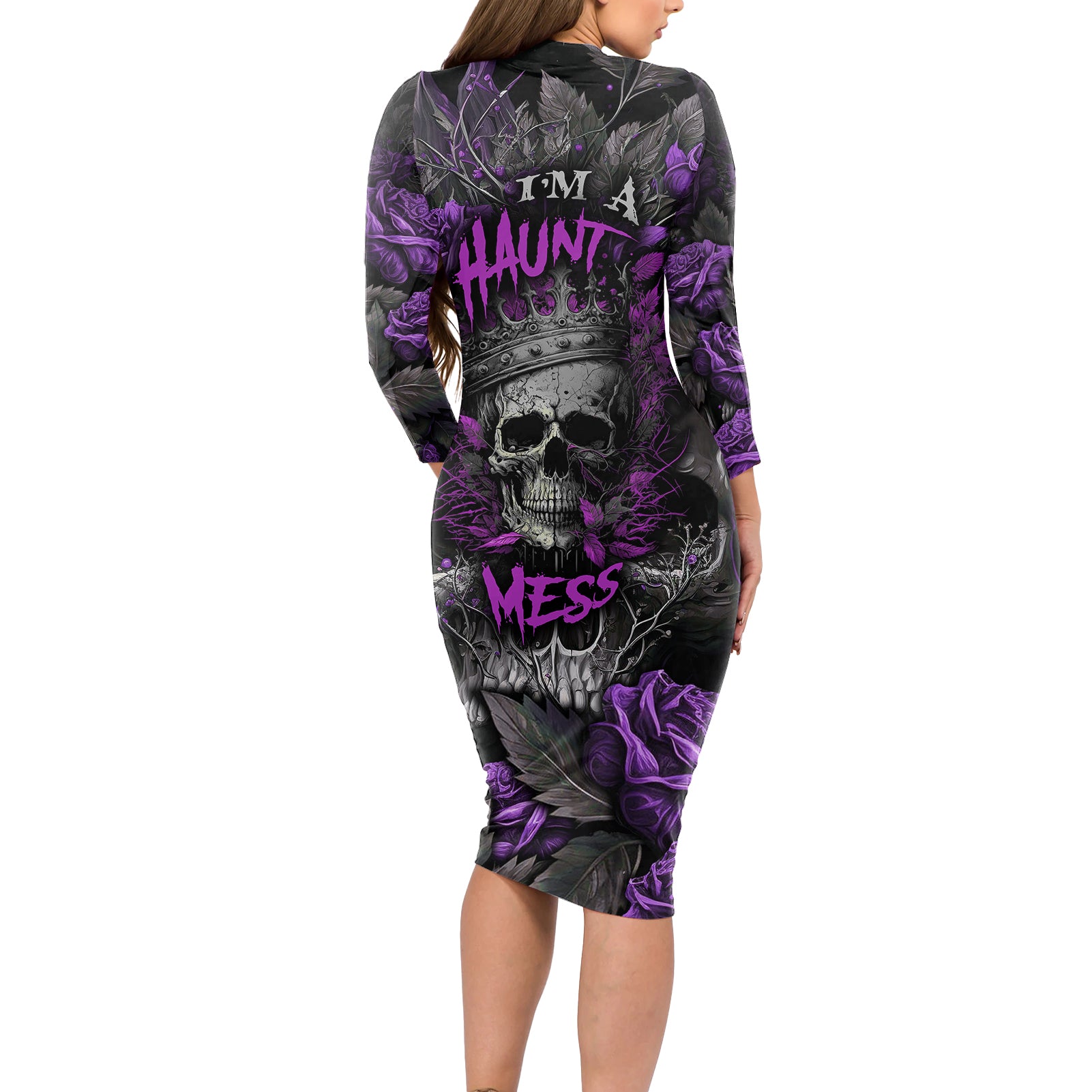 I am a Haunt Mess Long Sleeve Bodycon Dress - Wonder Print Shop