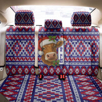Cow in Santa Hat Be Kind Message Back Car Seat Cover with Red Blue Knit Pattern Design - Wonder Print Shop