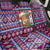 Cow in Santa Hat Be Kind Message Back Car Seat Cover with Red Blue Knit Pattern Design - Wonder Print Shop