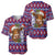 Cow in Santa Hat Be Kind Message Baseball Jersey with Red Blue Knit Pattern Design - Wonder Print Shop