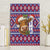 Cow in Santa Hat Be Kind Message Canvas Wall Art with Red Blue Knit Pattern Design - Wonder Print Shop