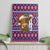 Cow in Santa Hat Be Kind Message Canvas Wall Art with Red Blue Knit Pattern Design - Wonder Print Shop