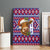 Cow in Santa Hat Be Kind Message Canvas Wall Art with Red Blue Knit Pattern Design - Wonder Print Shop