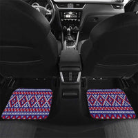 Cow in Santa Hat Be Kind Message Car Mats with Red Blue Knit Pattern Design - Wonder Print Shop
