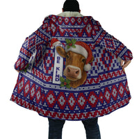 Cow in Santa Hat Be Kind Message Cloak with Red Blue Knit Pattern Design - Wonder Print Shop