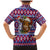 Cow in Santa Hat Be Kind Message Family Matching Mermaid Dress and Hawaiian Shirt with Red Blue Knit Pattern Design - Wonder Print Shop
