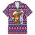 Cow in Santa Hat Be Kind Message Family Matching Mermaid Dress and Hawaiian Shirt with Red Blue Knit Pattern Design - Wonder Print Shop