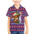 Cow in Santa Hat Be Kind Message Family Matching Mermaid Dress and Hawaiian Shirt with Red Blue Knit Pattern Design - Wonder Print Shop