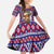 Cow in Santa Hat Be Kind Message Family Matching Off The Shoulder Long Sleeve Dress and Hawaiian Shirt with Red Blue Knit Pattern Design - Wonder Print Shop