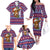 Cow in Santa Hat Be Kind Message Family Matching Off The Shoulder Long Sleeve Dress and Hawaiian Shirt with Red Blue Knit Pattern Design - Wonder Print Shop