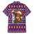 Cow in Santa Hat Be Kind Message Family Matching Off The Shoulder Long Sleeve Dress and Hawaiian Shirt with Red Blue Knit Pattern Design - Wonder Print Shop