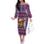 Cow in Santa Hat Be Kind Message Family Matching Off The Shoulder Long Sleeve Dress and Hawaiian Shirt with Red Blue Knit Pattern Design - Wonder Print Shop