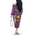 Cow in Santa Hat Be Kind Message Family Matching Off The Shoulder Long Sleeve Dress and Hawaiian Shirt with Red Blue Knit Pattern Design - Wonder Print Shop