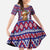 Cow in Santa Hat Be Kind Message Family Matching Off Shoulder Maxi Dress and Hawaiian Shirt with Red Blue Knit Pattern Design - Wonder Print Shop
