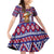 Cow in Santa Hat Be Kind Message Family Matching Off Shoulder Short Dress and Hawaiian Shirt with Red Blue Knit Pattern Design - Wonder Print Shop