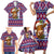 Cow in Santa Hat Be Kind Message Family Matching Short Sleeve Bodycon Dress and Hawaiian Shirt with Red Blue Knit Pattern Design - Wonder Print Shop