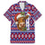 Cow in Santa Hat Be Kind Message Family Matching Summer Maxi Dress and Hawaiian Shirt with Red Blue Knit Pattern Design - Wonder Print Shop