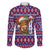 Cow in Santa Hat Be Kind Message Family Matching Summer Maxi Dress and Hawaiian Shirt with Red Blue Knit Pattern Design - Wonder Print Shop