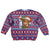 Cow in Santa Hat Be Kind Message Kid Ugly Christmas Sweater with Red Blue Knit Pattern Design - Wonder Print Shop