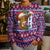 Cow in Santa Hat Be Kind Message Kid Ugly Christmas Sweater with Red Blue Knit Pattern Design - Wonder Print Shop