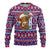 Cow in Santa Hat Be Kind Message Ugly Christmas Sweater with Red Blue Knit Pattern Design - Wonder Print Shop