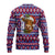 Cow in Santa Hat Be Kind Message Ugly Christmas Sweater with Red Blue Knit Pattern Design - Wonder Print Shop