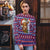 Cow in Santa Hat Be Kind Message Ugly Christmas Sweater with Red Blue Knit Pattern Design - Wonder Print Shop