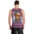Cow in Santa Hat Be Kind Message Men Tank Top with Red Blue Knit Pattern Design - Wonder Print Shop