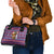 Cow in Santa Hat Be Kind Message Shoulder Handbag with Red Blue Knit Pattern Design - Wonder Print Shop