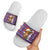 Cow in Santa Hat Be Kind Message Slide Sandals with Red Blue Knit Pattern Design - Wonder Print Shop
