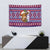Cow in Santa Hat Be Kind Message Tapestry with Red Blue Knit Pattern Design - Wonder Print Shop