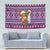 Cow in Santa Hat Be Kind Message Tapestry with Red Blue Knit Pattern Design - Wonder Print Shop