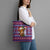 Cow in Santa Hat Be Kind Message Tote Bag with Red Blue Knit Pattern Design - Wonder Print Shop