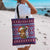 Cow in Santa Hat Be Kind Message Tote Bag with Red Blue Knit Pattern Design - Wonder Print Shop