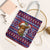 Cow in Santa Hat Be Kind Message Tote Bag with Red Blue Knit Pattern Design - Wonder Print Shop