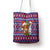 Cow in Santa Hat Be Kind Message Tote Bag with Red Blue Knit Pattern Design - Wonder Print Shop