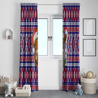 Cow in Santa Hat Be Kind Message Window Curtain with Red Blue Knit Pattern Design - Wonder Print Shop