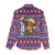 Cow in Santa Hat Be Kind Message Women Casual Shirt with Red Blue Knit Pattern Design - Wonder Print Shop