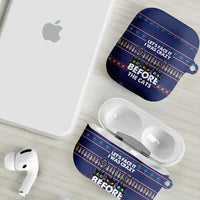 Crazy Cat Lover AirPods Case with Black Cats and Funny Quote in Blue Holiday Knit Pattern Design - Wonder Print Shop